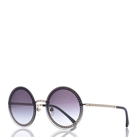 chanel sunglasses round shape|chanel round sunglasses with chain.